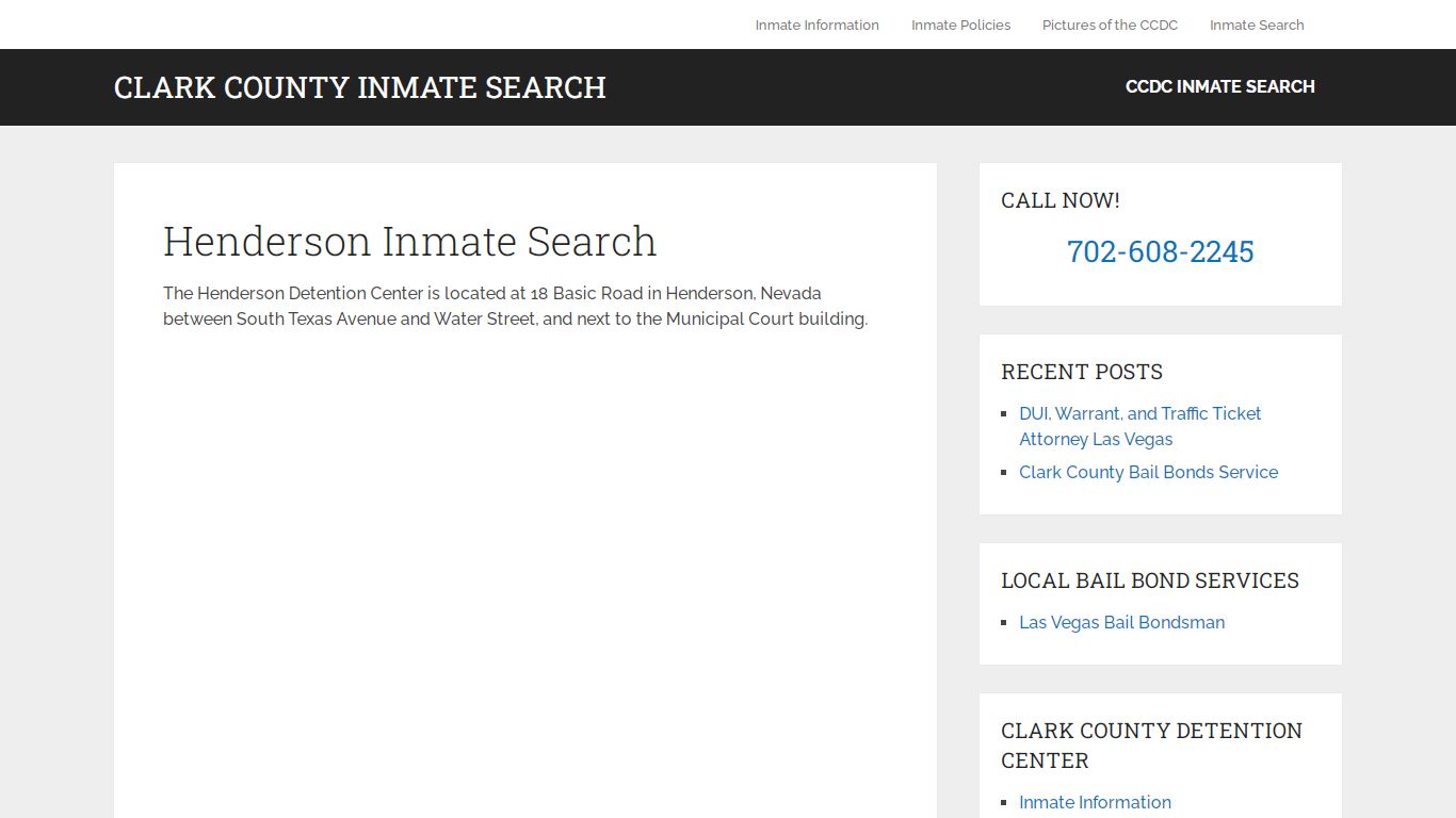 Henderson Inmate Search - Clark County Inmate Search